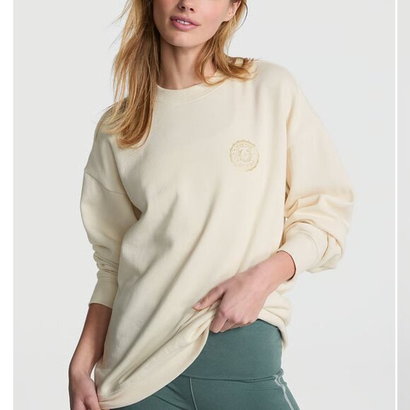 PINK Victoria's Secret Sparkly Ivy Fleece Oversized Sweatshirt - XLarge - NWT - Picture 2 of 5